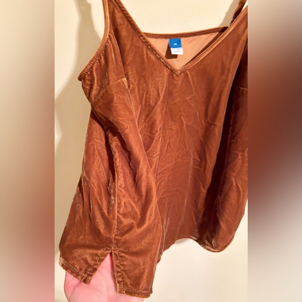 Old Navy Women’s Velvet/Velour Brown Camisole Adjustable Straps Tank Top Sz Med - Picture 7 of 13